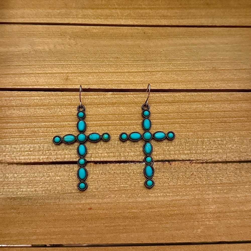 Turquoise Cross Earrings